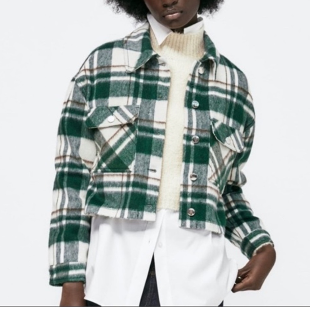 Zara Flannel Cropped Jacket S